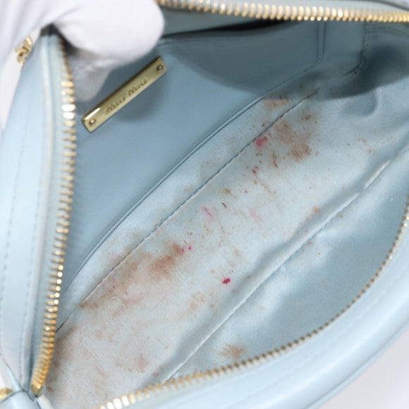 Miu Miu Matelasse Chain Shoulder Bag Leather Light Blue Gold Auth 214150