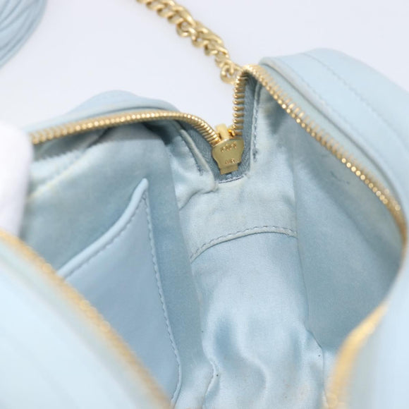 Miu Miu Matelasse Chain Shoulder Bag Leather Light Blue Gold Auth 214150