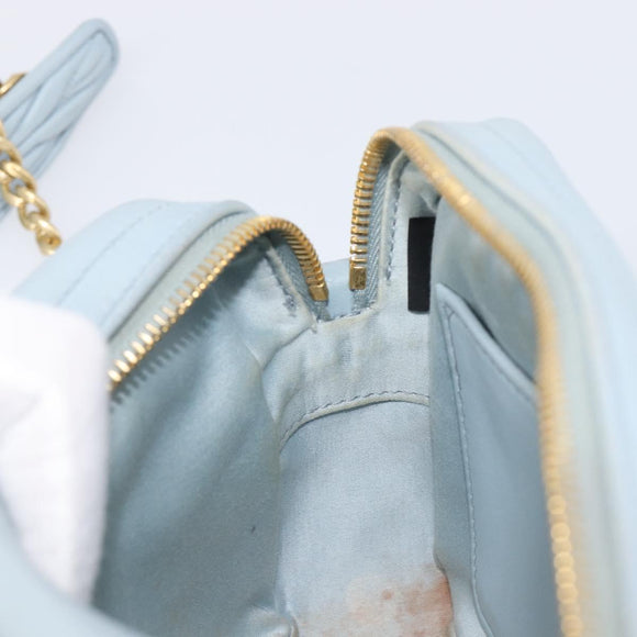 Miu Miu Matelasse Chain Shoulder Bag Leather Light Blue Gold Auth 214150