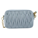 Miu Miu Matelasse Chain Shoulder Bag Leather Light Blue Gold Auth 214150-3