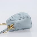 Miu Miu Matelasse Chain Shoulder Bag Leather Light Blue Gold Auth 214150-5