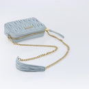 Miu Miu Matelasse Chain Shoulder Bag Leather Light Blue Gold Auth 214150-7