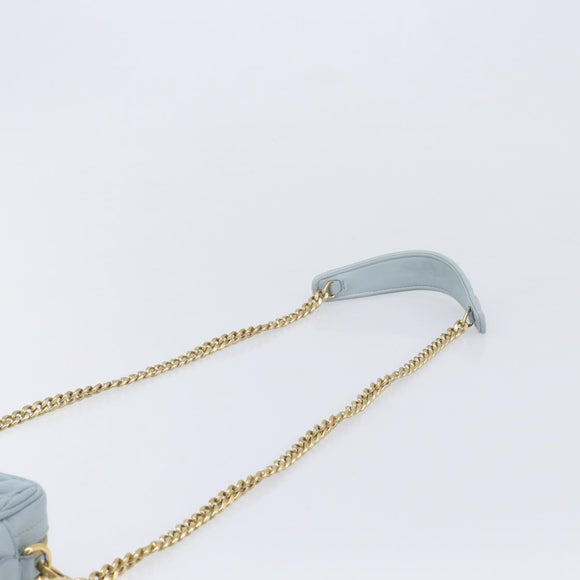 Miu Miu Matelasse Chain Shoulder Bag Leather Light Blue Gold Auth 214150