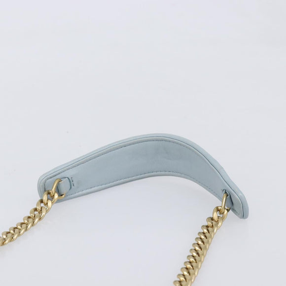 Miu Miu Matelasse Chain Shoulder Bag Leather Light Blue Gold Auth 214150