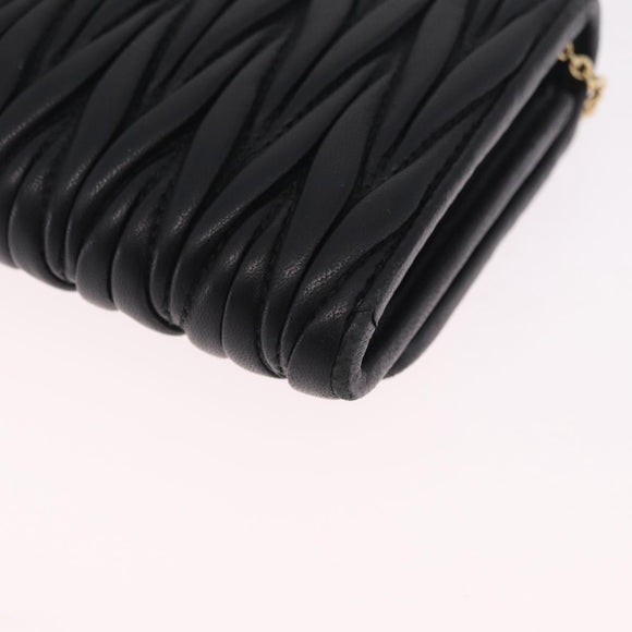 Miu Miu Matelasse Long Wallet Leather Black Gold Auth 214151A