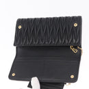 Miu Miu Matelasse Long Wallet Leather Black Gold Auth 214151A-13