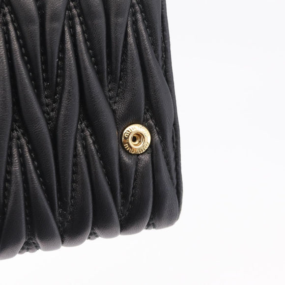 Miu Miu Matelasse Long Wallet Leather Black Gold Auth 214151A