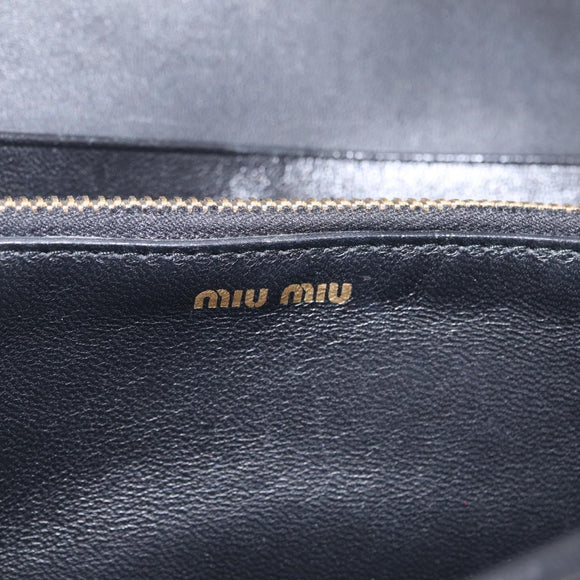 Miu Miu Matelasse Long Wallet Leather Black Gold Auth 214151A