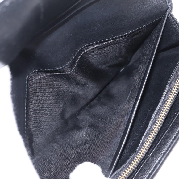 Miu Miu Matelasse Long Wallet Leather Black Gold Auth 214151A