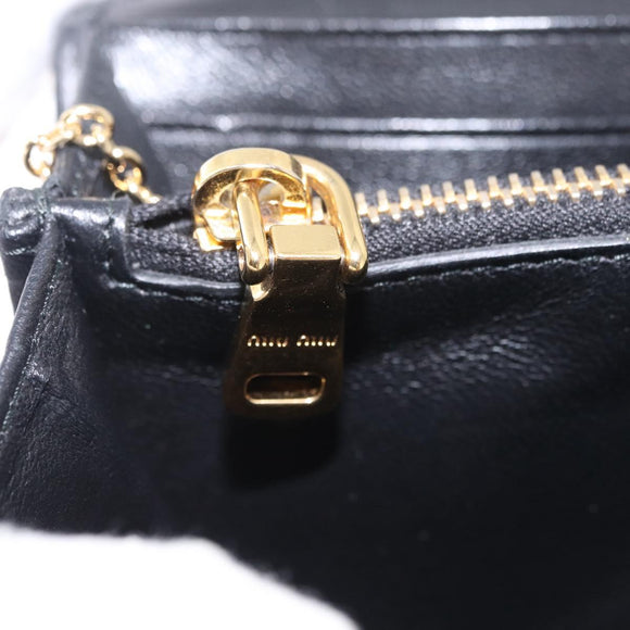 Miu Miu Matelasse Long Wallet Leather Black Gold Auth 214151A