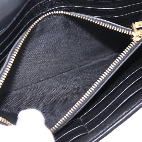 Miu Miu Matelasse Long Wallet Leather Black Gold Auth 214151A