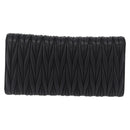 Miu Miu Matelasse Long Wallet Leather Black Gold Auth 214151A-3