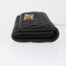 Miu Miu Matelasse Long Wallet Leather Black Gold Auth 214151A-4