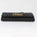 Miu Miu Matelasse Long Wallet Leather Black Gold Auth 214151A-7