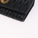 Miu Miu Matelasse Long Wallet Leather Black Gold Auth 214151A-9