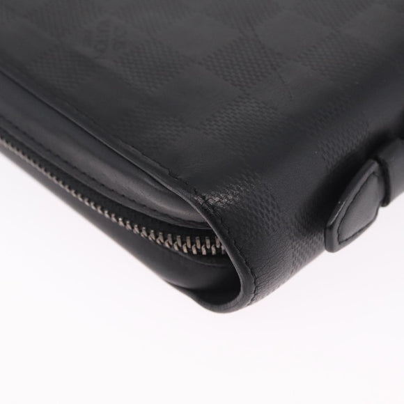 LOUIS VUITTON Damier Infini Zippy XL Travel Case Black N61254 LV Auth 214190