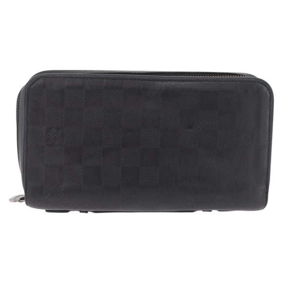 LOUIS VUITTON Damier Infini Zippy XL Travel Case Black N61254 LV Auth 214190