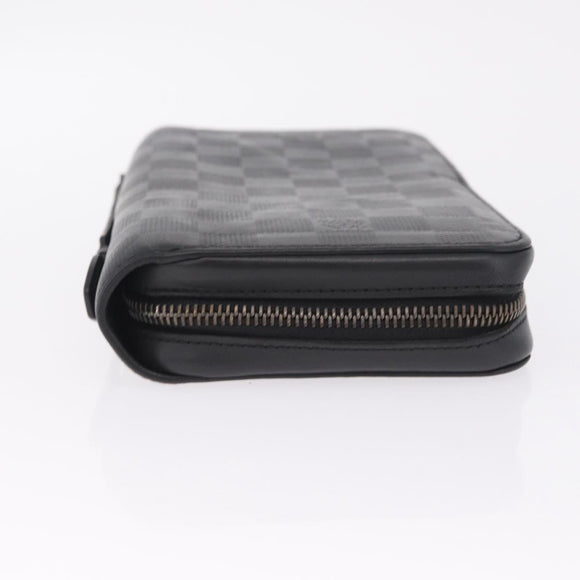 LOUIS VUITTON Damier Infini Zippy XL Travel Case Black N61254 LV Auth 214190