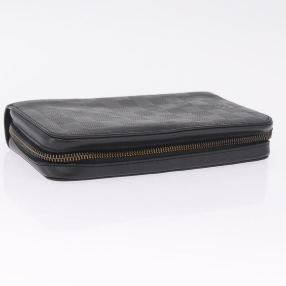 LOUIS VUITTON Damier Infini Zippy XL Travel Case Black N61254 LV Auth 214190