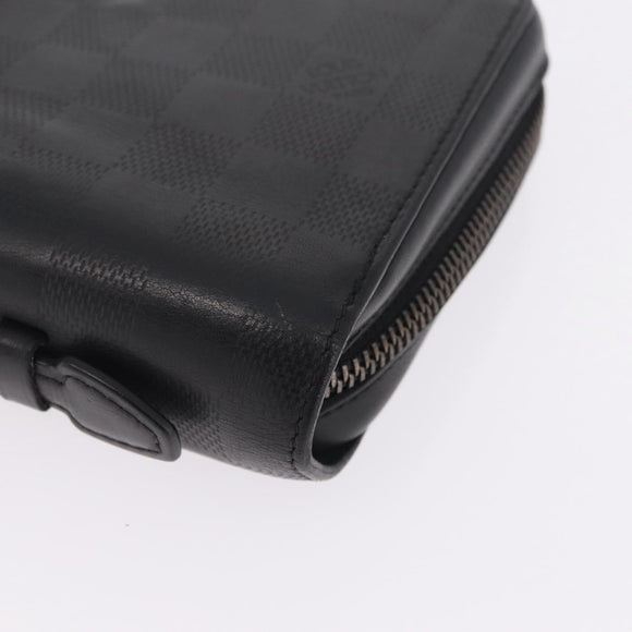 LOUIS VUITTON Damier Infini Zippy XL Travel Case Black N61254 LV Auth 214190
