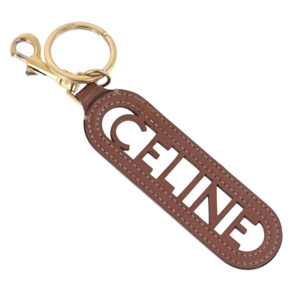 CELINE Key Holder Leather Brown Gold Auth 214192