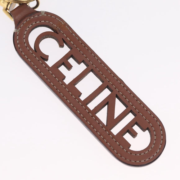 CELINE Key Holder Leather Brown Gold Auth 214192