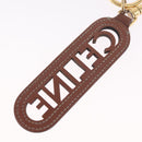 CELINE Key Holder Leather Brown Gold Auth 214192-5