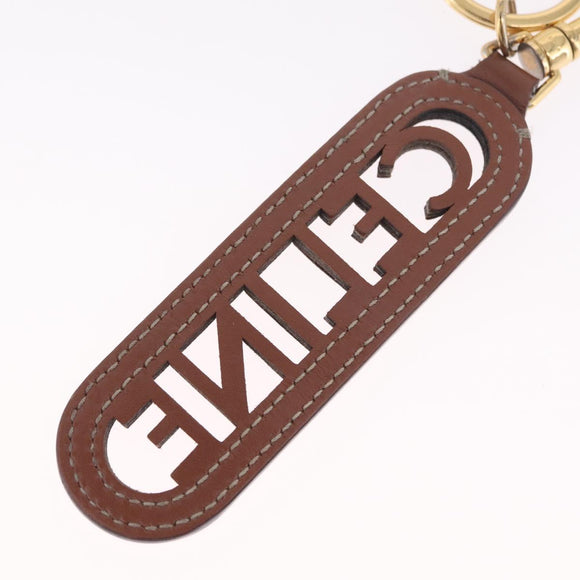 CELINE Key Holder Leather Brown Gold Auth 214192