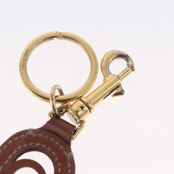 CELINE Key Holder Leather Brown Gold Auth 214192