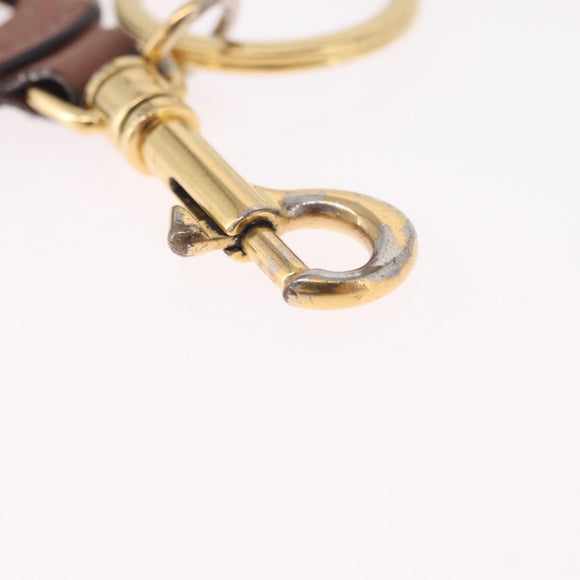 CELINE Key Holder Leather Brown Gold Auth 214192