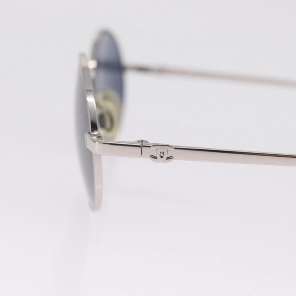 CHANEL Sunglasses metal Silver CC Auth 214201