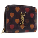 Saint Laurent Wallet Leather Bordeaux Gold Auth 214202A-1