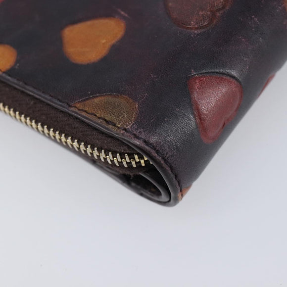 Saint Laurent Wallet Leather Bordeaux Gold Auth 214202A