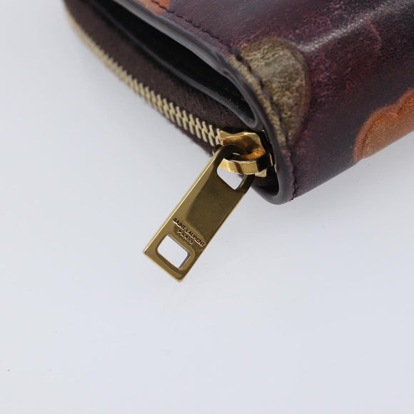 Saint Laurent Wallet Leather Bordeaux Gold Auth 214202A