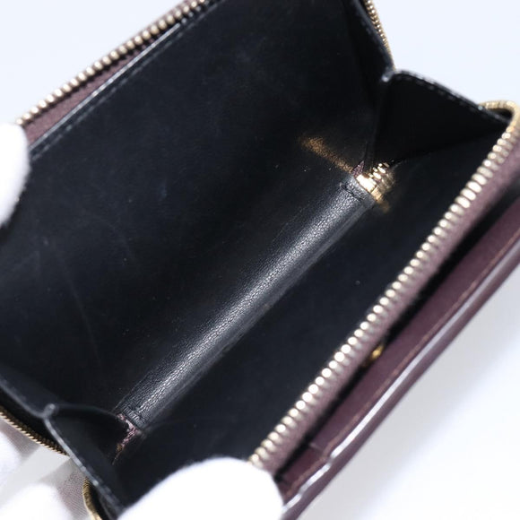 Saint Laurent Wallet Leather Bordeaux Gold Auth 214202A