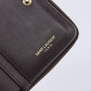 Saint Laurent Wallet Leather Bordeaux Gold Auth 214202A-18