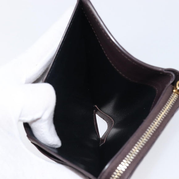 Saint Laurent Wallet Leather Bordeaux Gold Auth 214202A