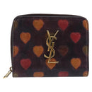 Saint Laurent Wallet Leather Bordeaux Gold Auth 214202A-2