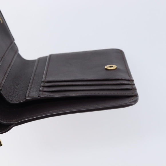 Saint Laurent Wallet Leather Bordeaux Gold Auth 214202A