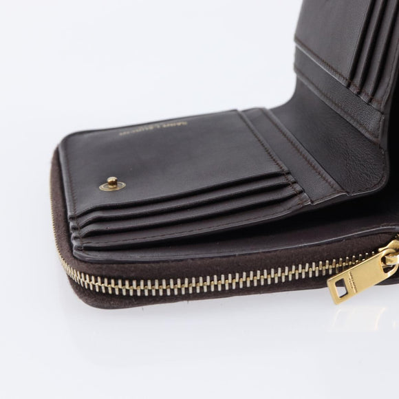 Saint Laurent Wallet Leather Bordeaux Gold Auth 214202A