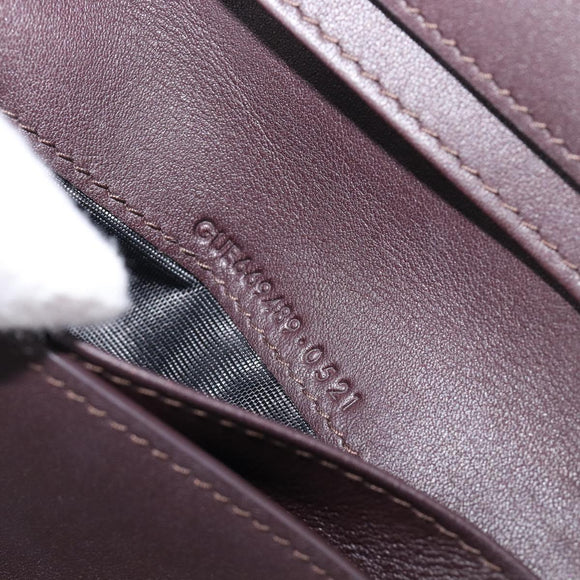 Saint Laurent Wallet Leather Bordeaux Gold Auth 214202A