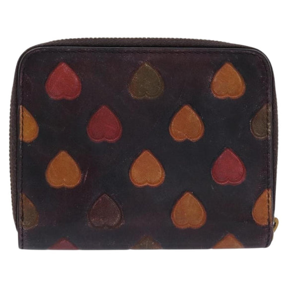 Saint Laurent Wallet Leather Bordeaux Gold Auth 214202A