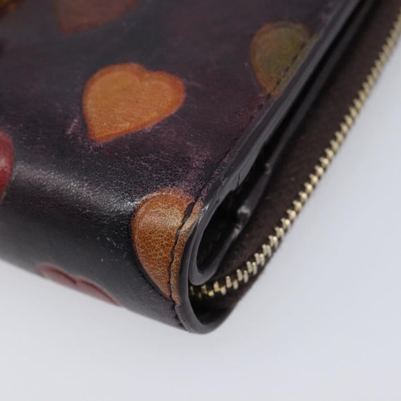 Saint Laurent Wallet Leather Bordeaux Gold Auth 214202A