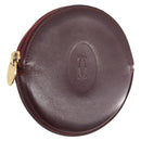 Cartier Must Line Coin Purse Leather Bordeaux Gold Auth 214203A-1