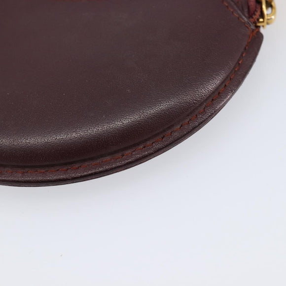 Cartier Must Line Coin Purse Leather Bordeaux Gold Auth 214203A