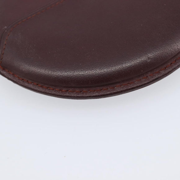 Cartier Must Line Coin Purse Leather Bordeaux Gold Auth 214203A