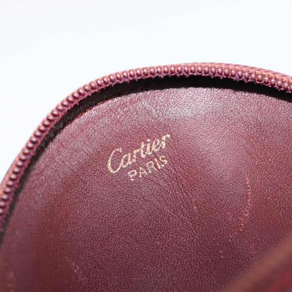 Cartier Must Line Coin Purse Leather Bordeaux Gold Auth 214203A