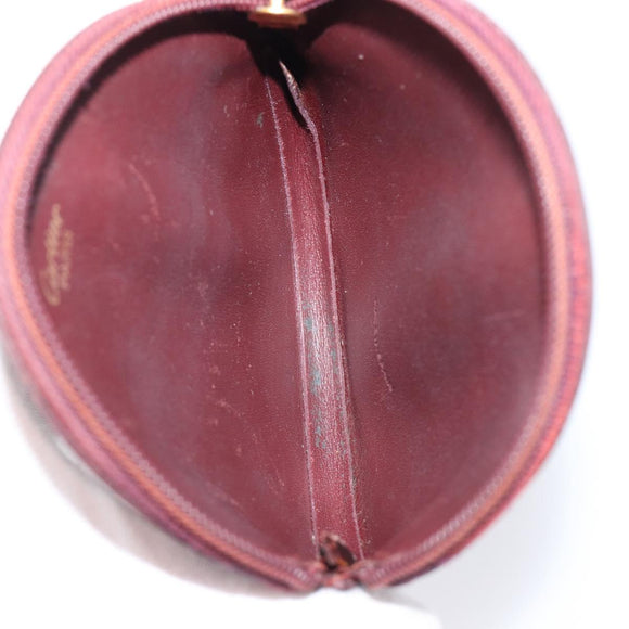 Cartier Must Line Coin Purse Leather Bordeaux Gold Auth 214203A