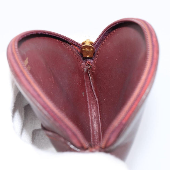 Cartier Must Line Coin Purse Leather Bordeaux Gold Auth 214203A
