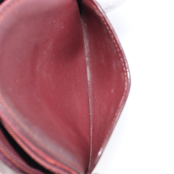 Cartier Must Line Coin Purse Leather Bordeaux Gold Auth 214203A